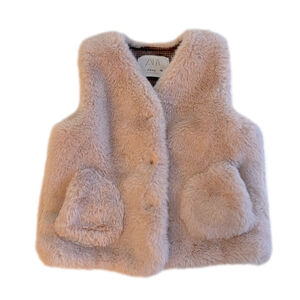 ZARA GIRLS PINK SUPERSOFT FAUX FUR PADDED GILET WAISTCOAT BODYWARMER - 2-3 YEARS
